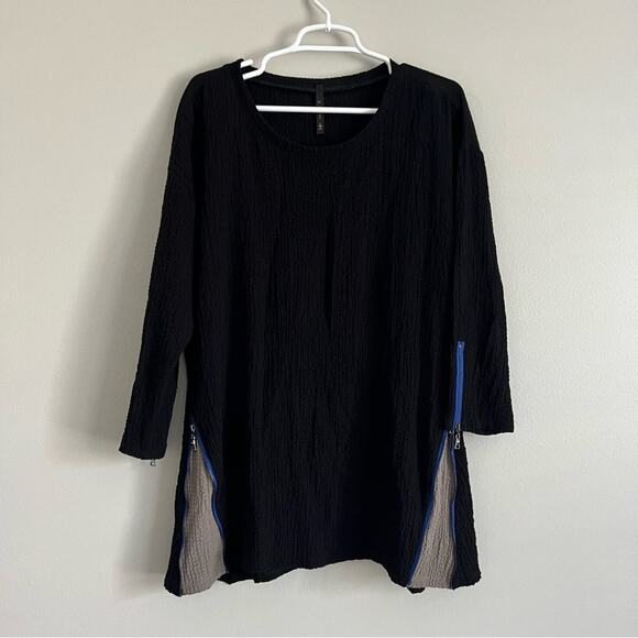 IC by Connie K Women’s Black Quarter Sleeve Tunic Top Size Large - Picture 1 of 7